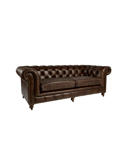 Andrew Martin Rebel 87 Genuine Leather Rolled Arm Chesterfield Sofa