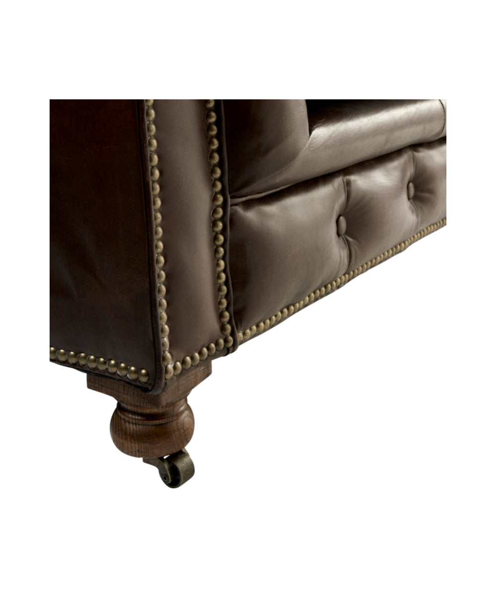 Andrew Martin Rebel 87 Genuine Leather Rolled Arm Chesterfield Sofa
