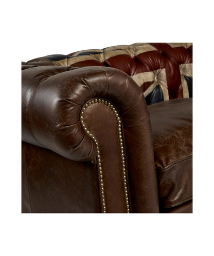 Andrew Martin Rebel 87 Genuine Leather Rolled Arm Chesterfield Sofa