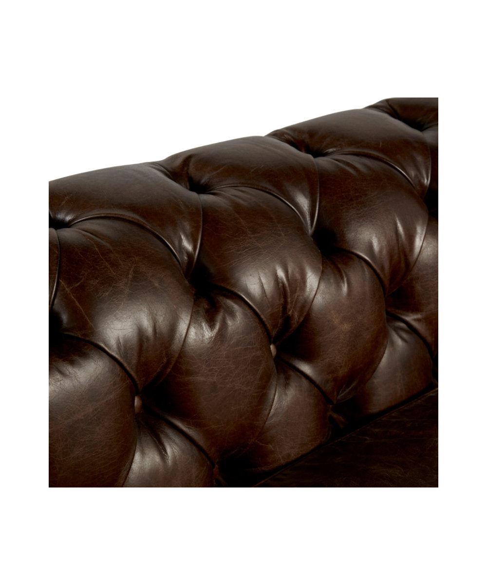 Andrew Martin Rebel 87 Genuine Leather Rolled Arm Chesterfield Sofa