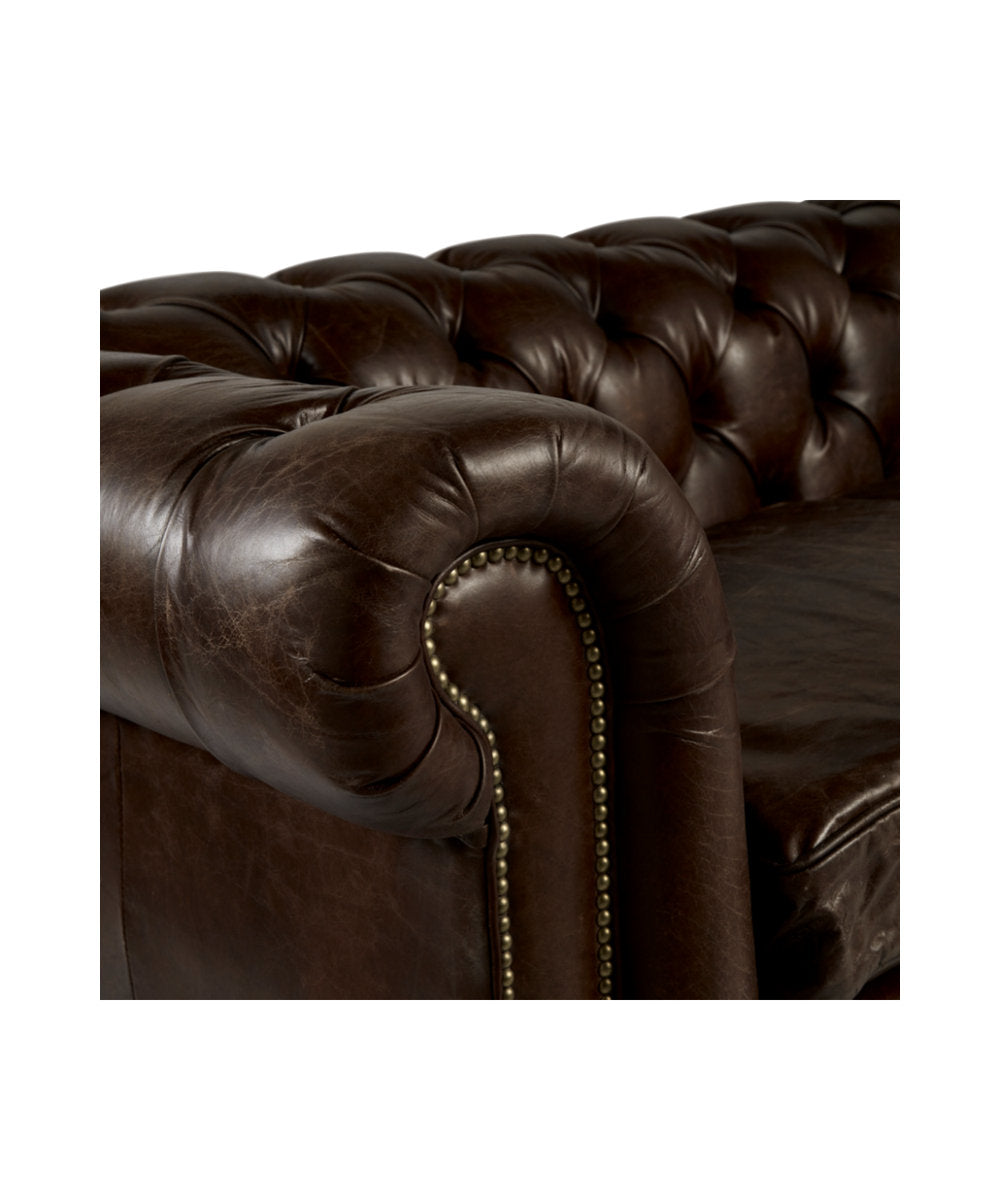 Andrew Martin Rebel 87 Genuine Leather Rolled Arm Chesterfield Sofa