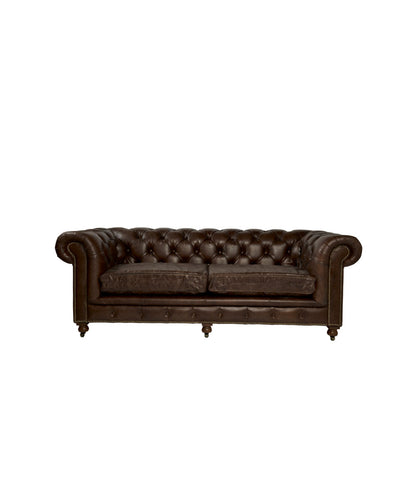 Andrew Martin Rebel 87 Genuine Leather Rolled Arm Chesterfield Sofa
