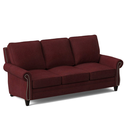 Bradington Young Reddish 88 Genuine Leather Rolled Arm Sofa