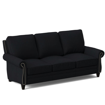 Bradington Young Reddish 88 Genuine Leather Rolled Arm Sofa