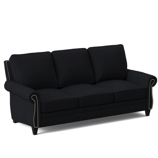 Bradington Young Reddish 88 Genuine Leather Rolled Arm Sofa