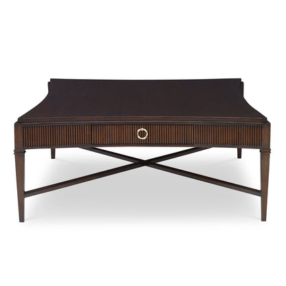 Reeded Solid Wood Cocktail Table