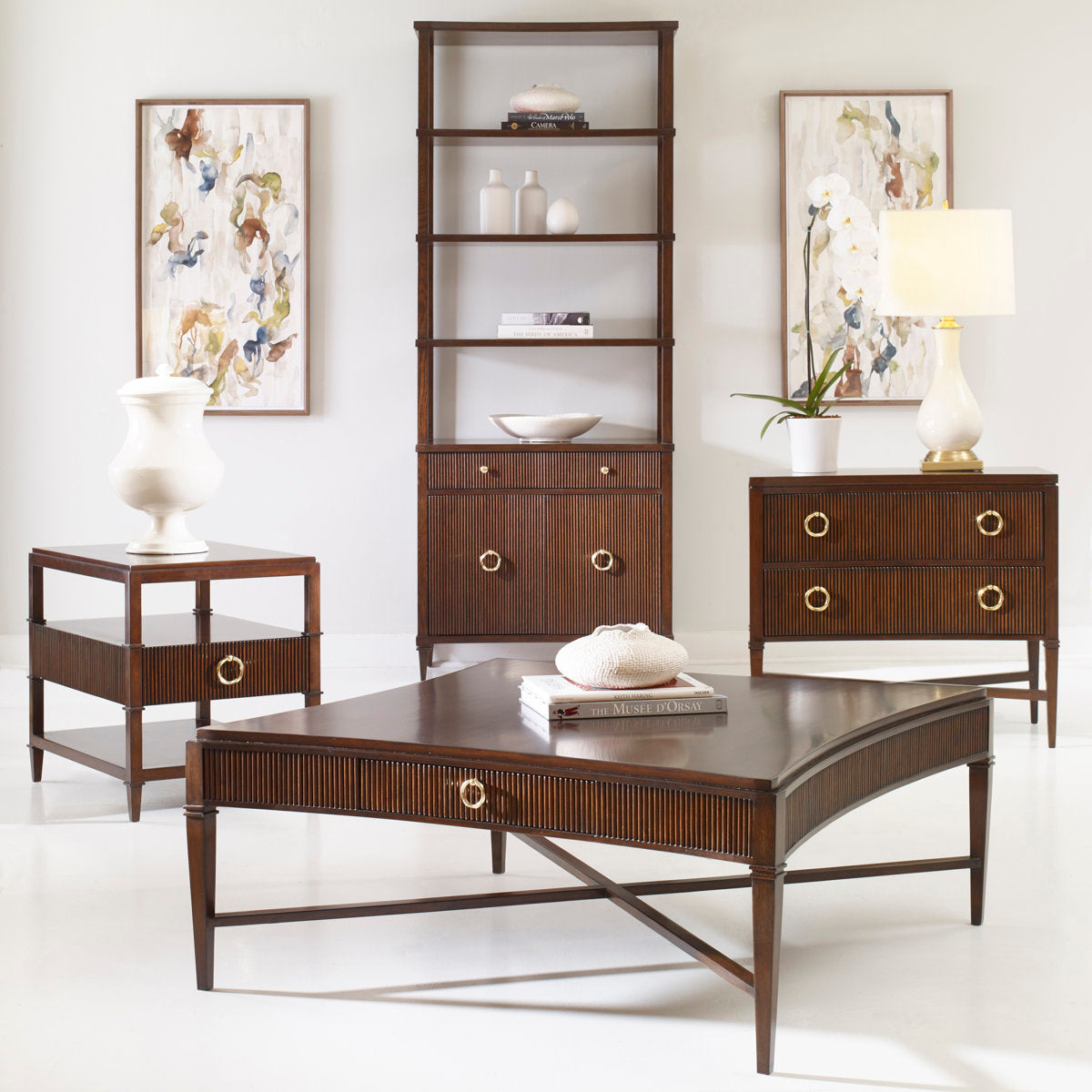 Reeded Solid Wood Cocktail Table