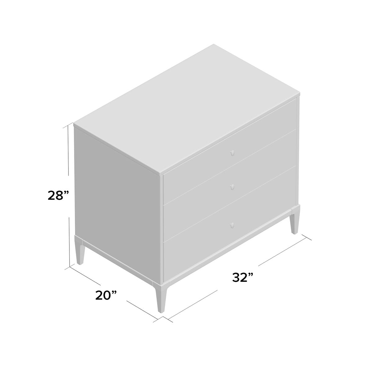 Reedy 3 - Drawer Solid Wood Nightstand