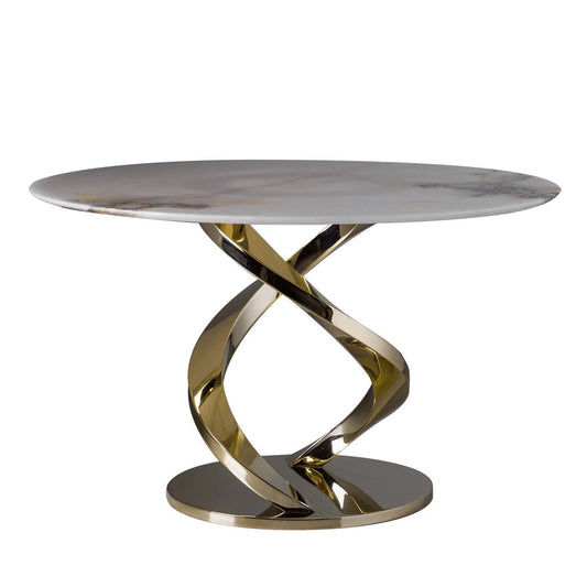 H Boutique 47 Genuine Marble Pedestal Dining Table