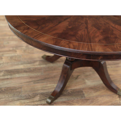 Round Mahogany Dining Table Opens To 10 Feet  Seats 12