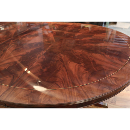 Round Mahogany Dining Table Opens To 10 Feet  Seats 12