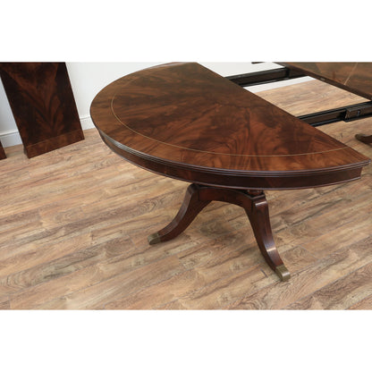 Round Mahogany Dining Table Opens To 10 Feet  Seats 12