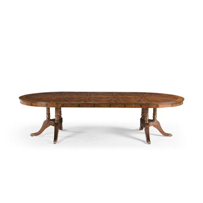 Round Mahogany Dining Table Opens To 10 Feet  Seats 12