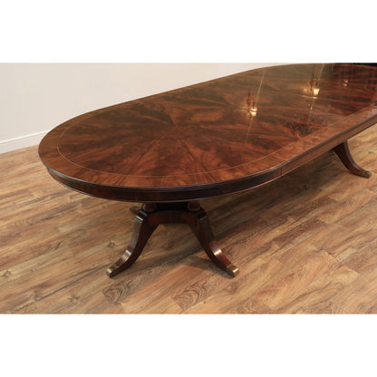 Round Mahogany Dining Table Opens To 10 Feet  Seats 12