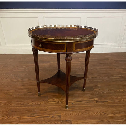 Round Mahogany End Table with Brass Gallery