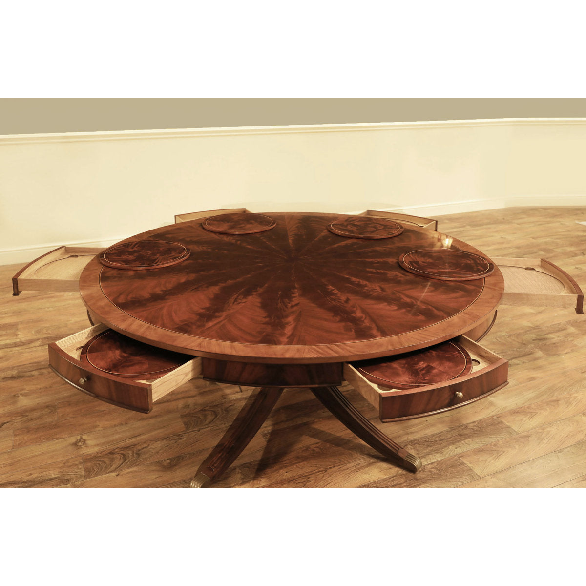 Round Mahogany Wood Dining Table