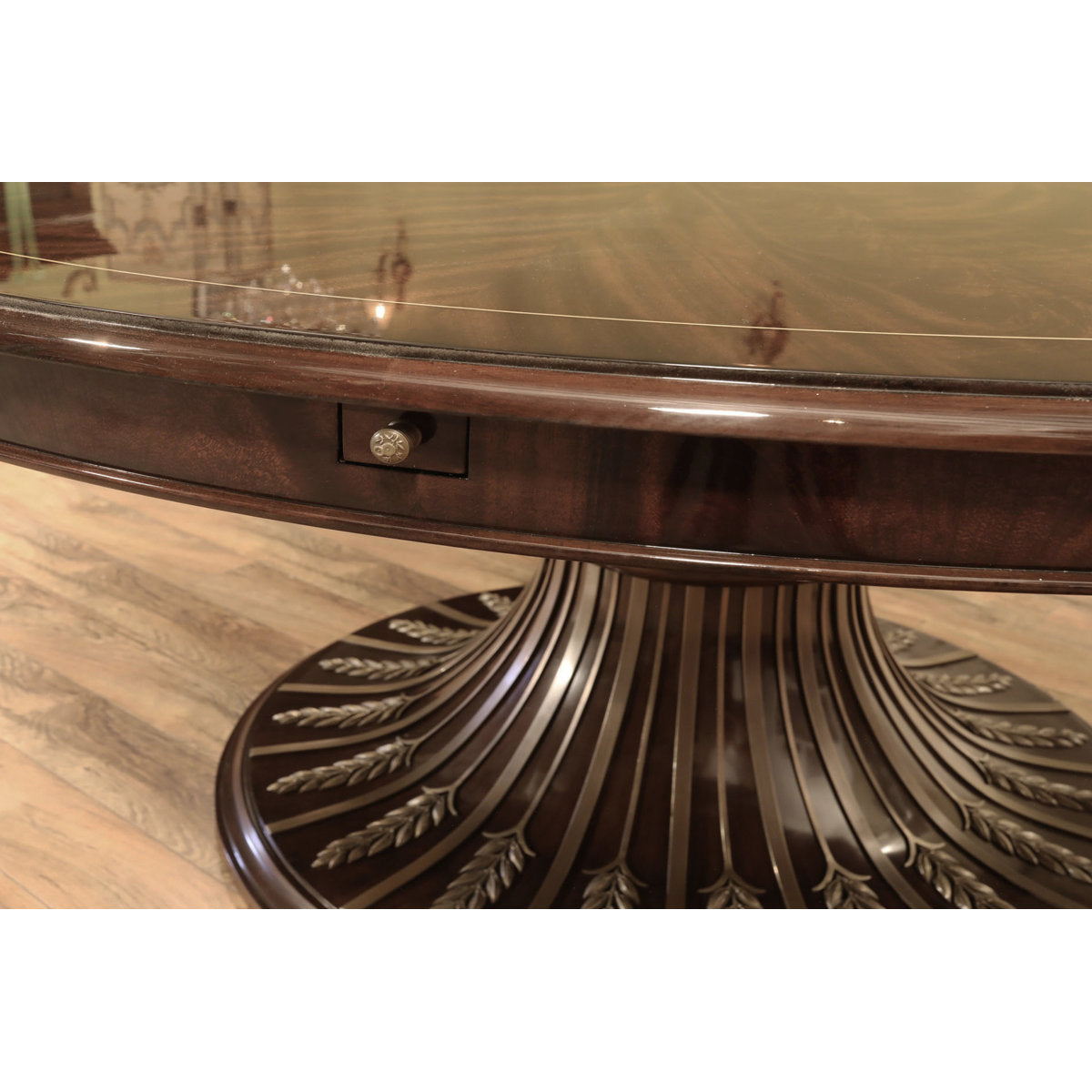 Round Mahogany Wood Dining Table