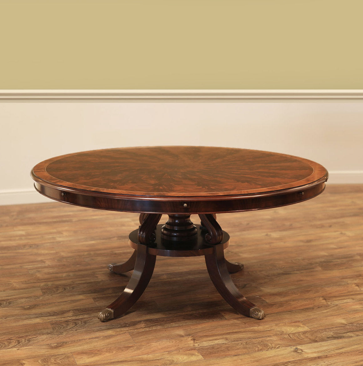 Round Mahogany Wood Dining Table