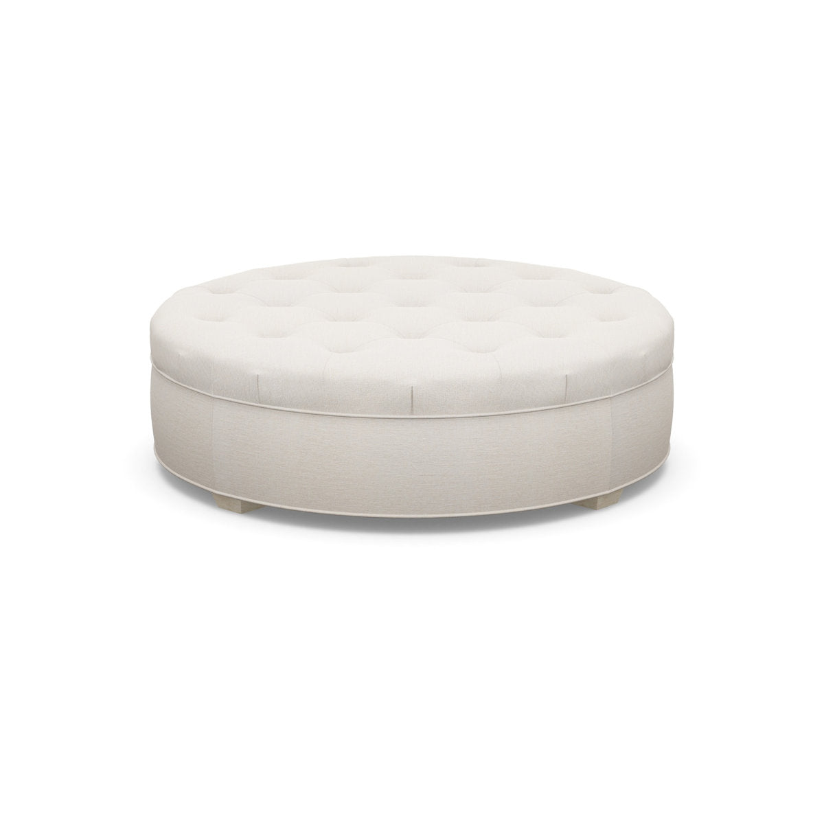 Paul Robert 60 Wide Tufted Round Cocktail Ottoman With Tapered Foot