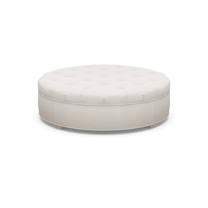Paul Robert 60 Wide Tufted Round Cocktail Ottoman With Tapered Foot