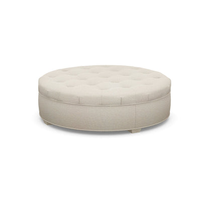 Paul Robert 60 Wide Tufted Round Cocktail Ottoman With Tapered Foot