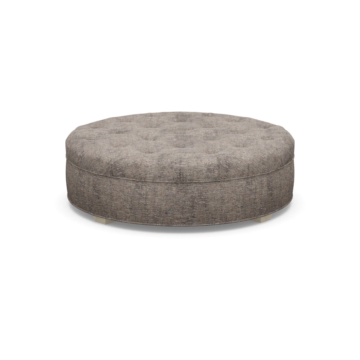 Paul Robert 60 Wide Tufted Round Cocktail Ottoman With Tapered Foot