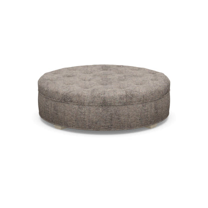 Paul Robert 60 Wide Tufted Round Cocktail Ottoman With Tapered Foot