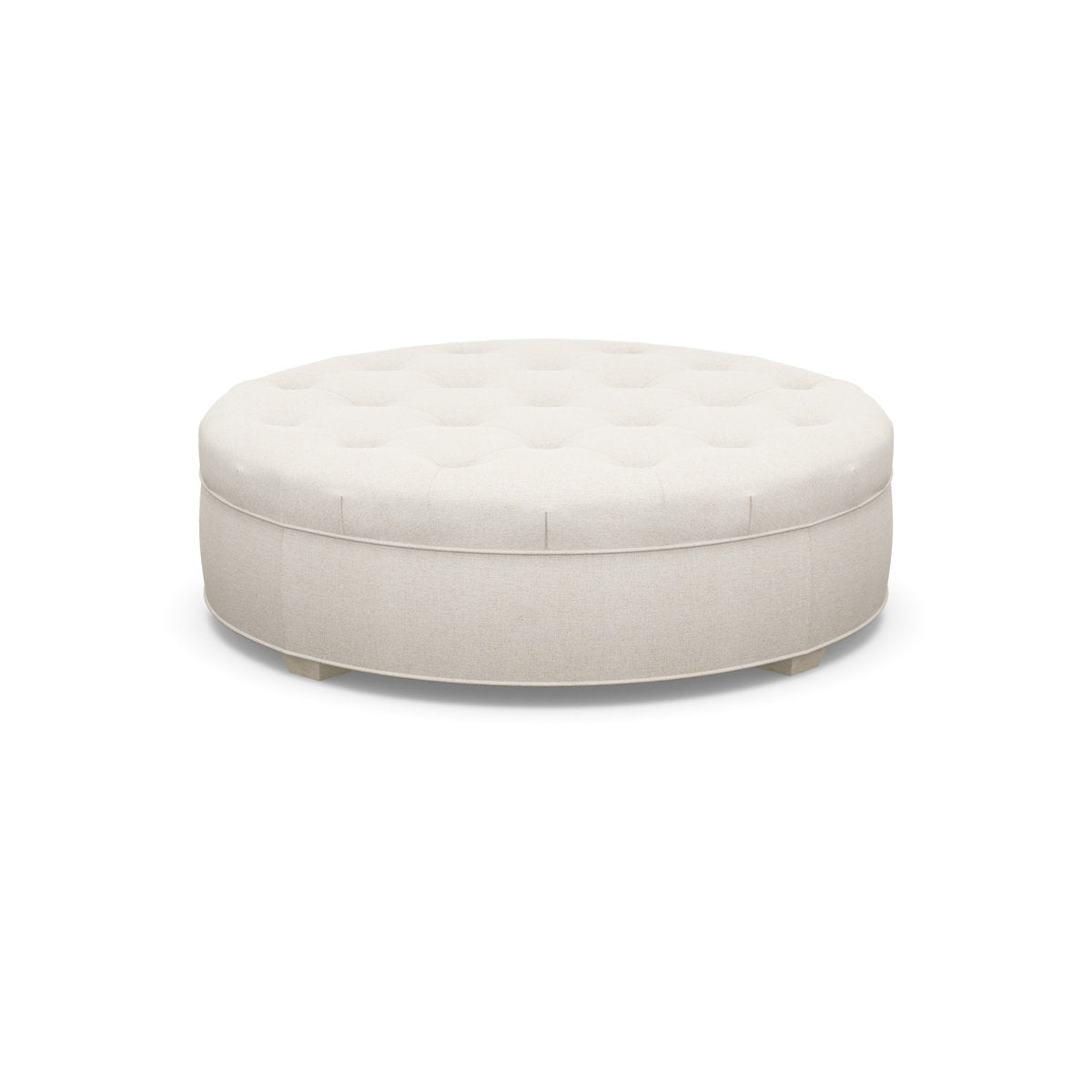 Paul Robert 60 Wide Tufted Round Cocktail Ottoman With Tapered Foot