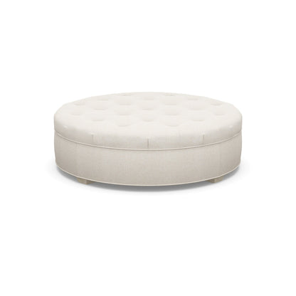 Paul Robert 60 Wide Tufted Round Cocktail Ottoman With Tapered Foot