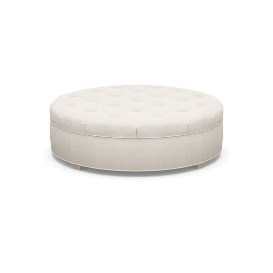 Paul Robert 60 Wide Tufted Round Cocktail Ottoman With Tapered Foot