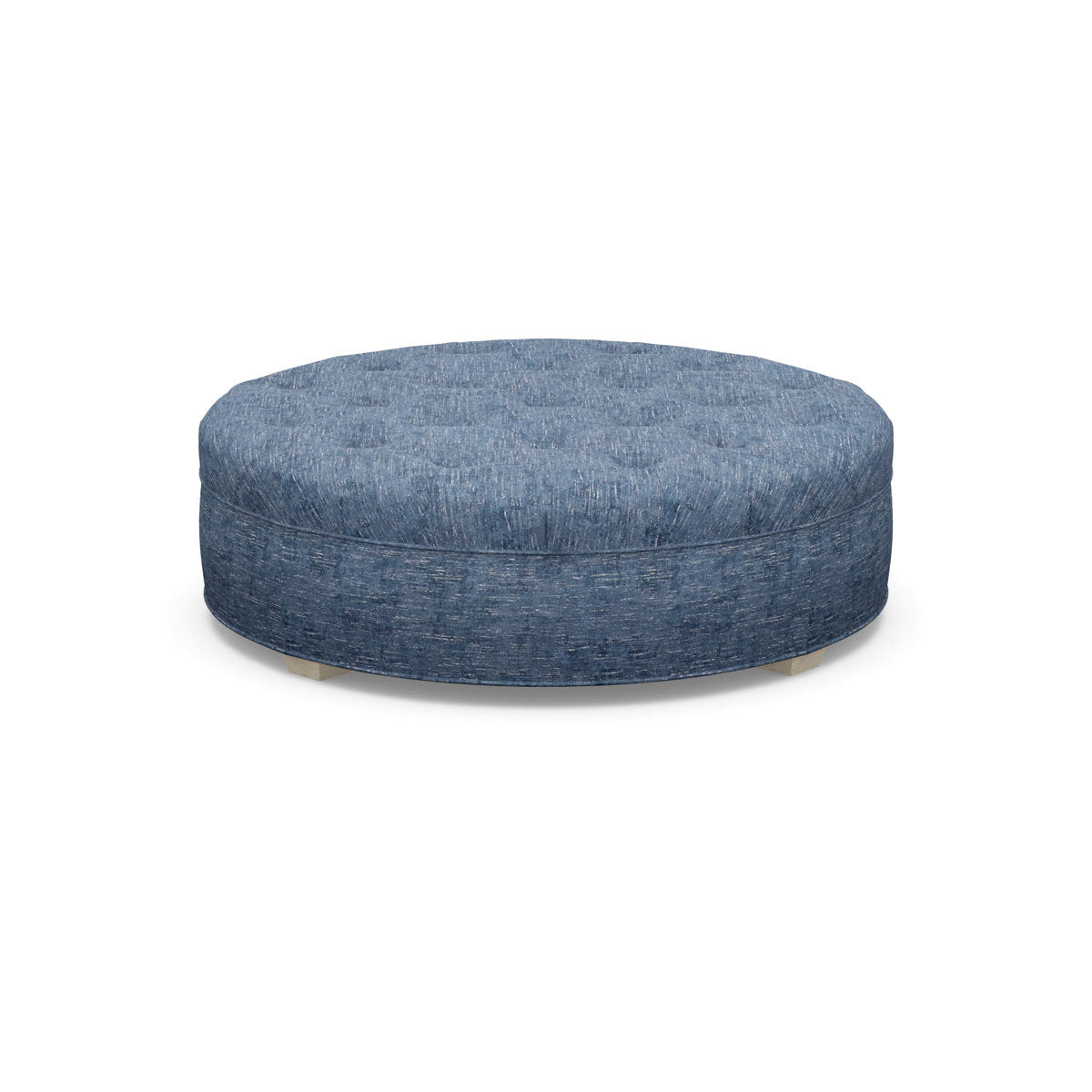 Paul Robert 60 Wide Tufted Round Cocktail Ottoman With Tapered Foot