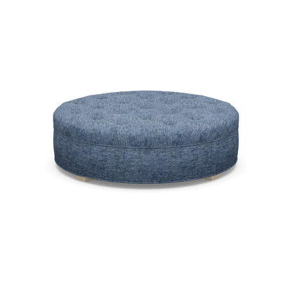 Paul Robert 60 Wide Tufted Round Cocktail Ottoman With Tapered Foot