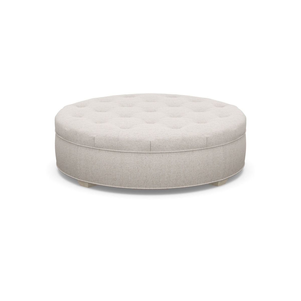 Paul Robert 60 Wide Tufted Round Cocktail Ottoman With Tapered Foot