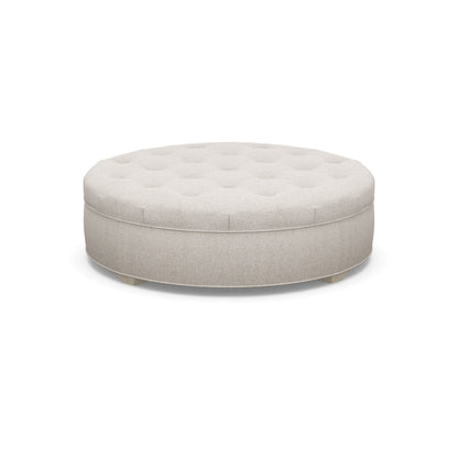 Paul Robert 60 Wide Tufted Round Cocktail Ottoman With Tapered Foot
