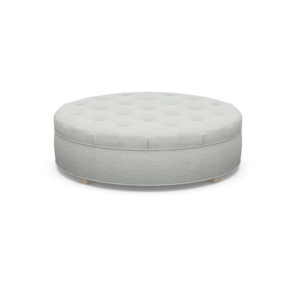 Paul Robert 60 Wide Tufted Round Cocktail Ottoman With Tapered Foot