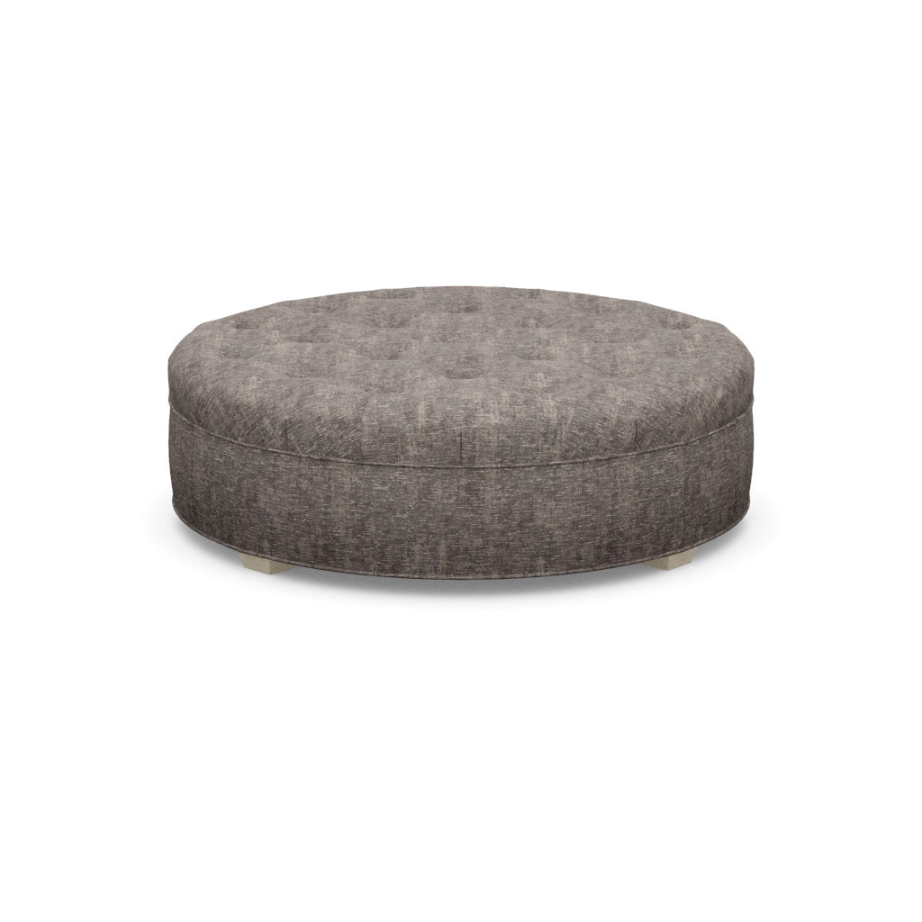 Paul Robert 60 Wide Tufted Round Cocktail Ottoman With Tapered Foot