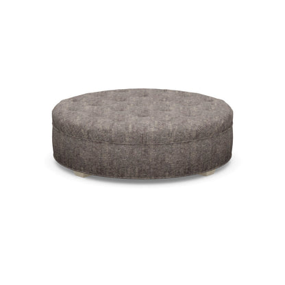 Paul Robert 60 Wide Tufted Round Cocktail Ottoman With Tapered Foot