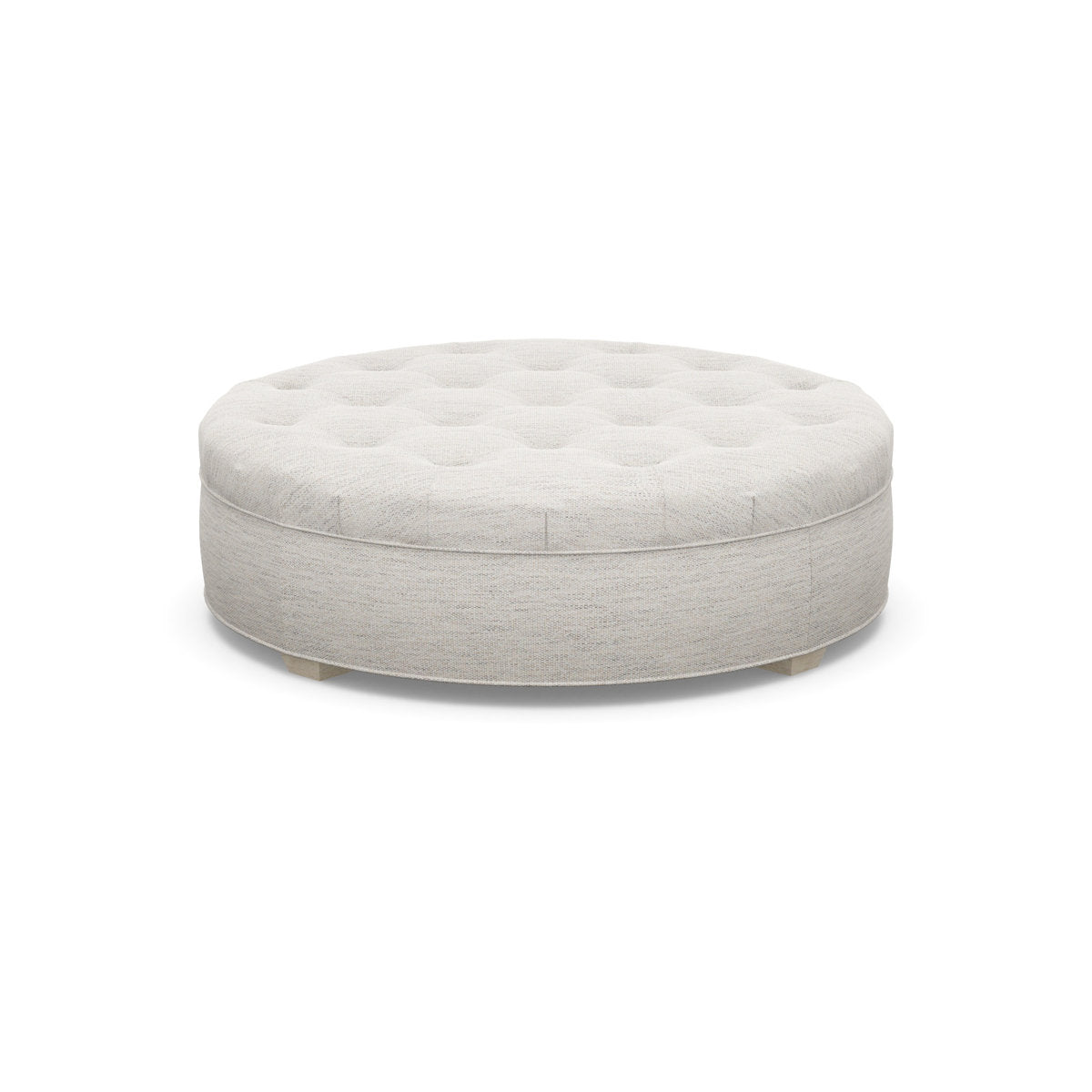 Paul Robert 60 Wide Tufted Round Cocktail Ottoman With Tapered Foot