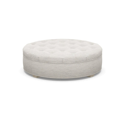 Paul Robert 60 Wide Tufted Round Cocktail Ottoman With Tapered Foot