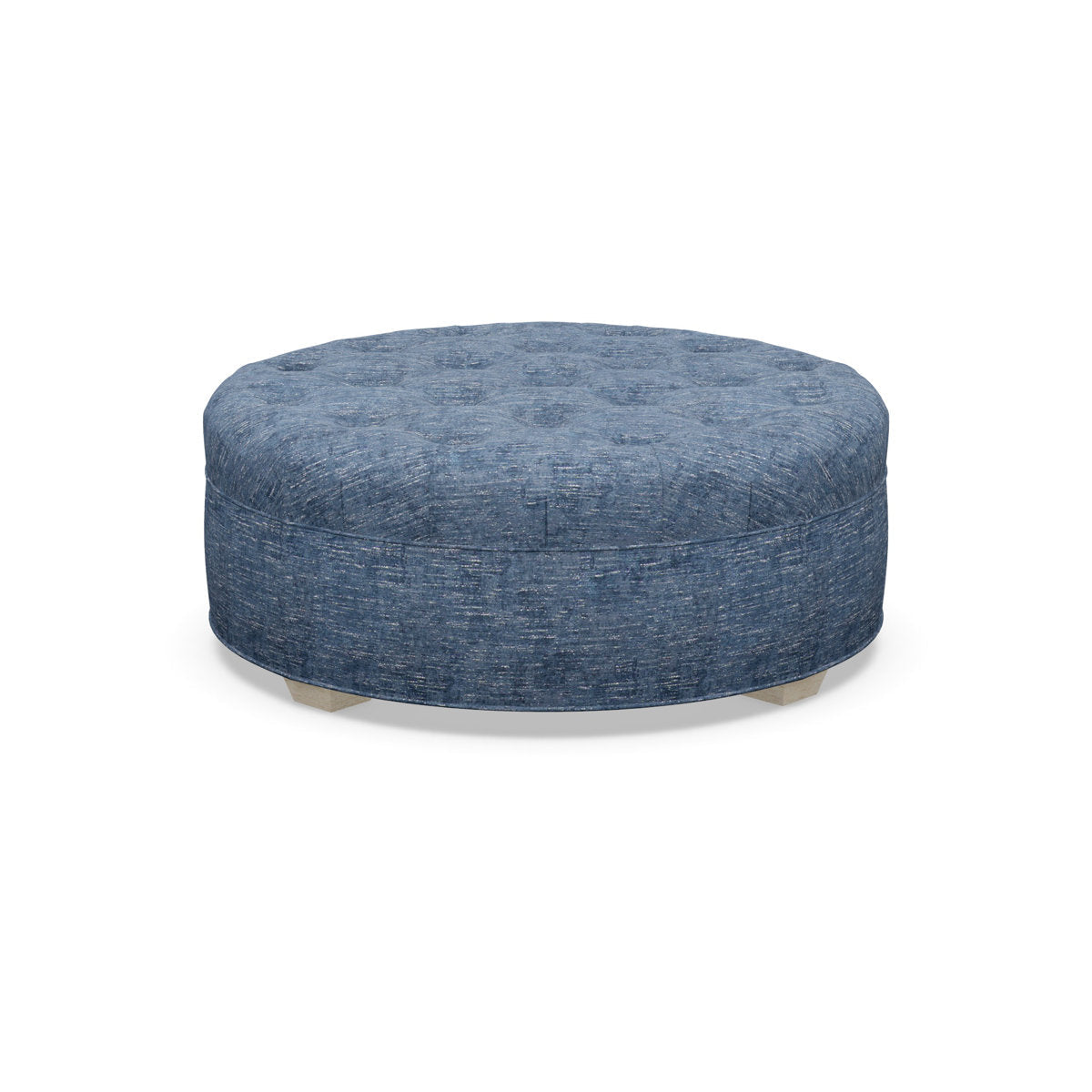 Paul Robert 54 Wide Tufted Round Cocktail Ottoman With Tapered Foot