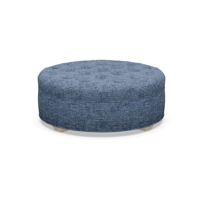 Paul Robert 54 Wide Tufted Round Cocktail Ottoman With Tapered Foot