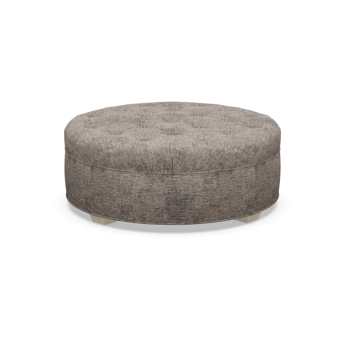 Paul Robert 54 Wide Tufted Round Cocktail Ottoman With Tapered Foot