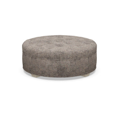 Paul Robert 54 Wide Tufted Round Cocktail Ottoman With Tapered Foot