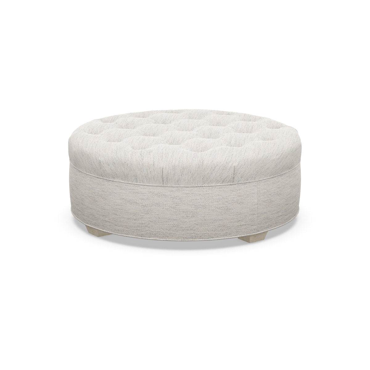 Paul Robert 54 Wide Tufted Round Cocktail Ottoman With Tapered Foot