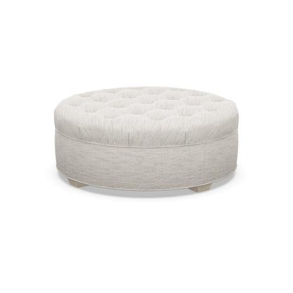 Paul Robert 54 Wide Tufted Round Cocktail Ottoman With Tapered Foot