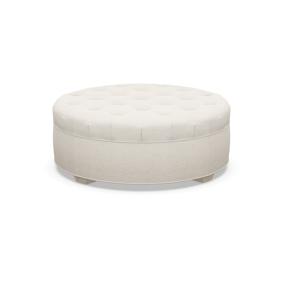 Paul Robert 54 Wide Tufted Round Cocktail Ottoman With Tapered Foot