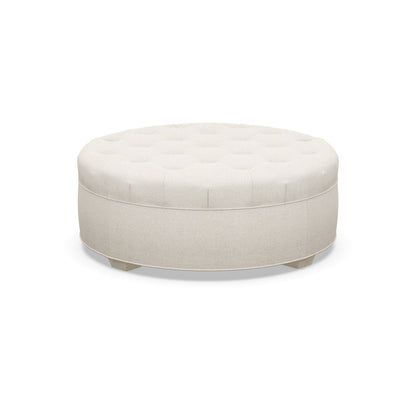 Paul Robert 54 Wide Tufted Round Cocktail Ottoman With Tapered Foot