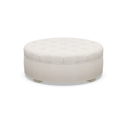 Paul Robert 54 Wide Tufted Round Cocktail Ottoman With Tapered Foot