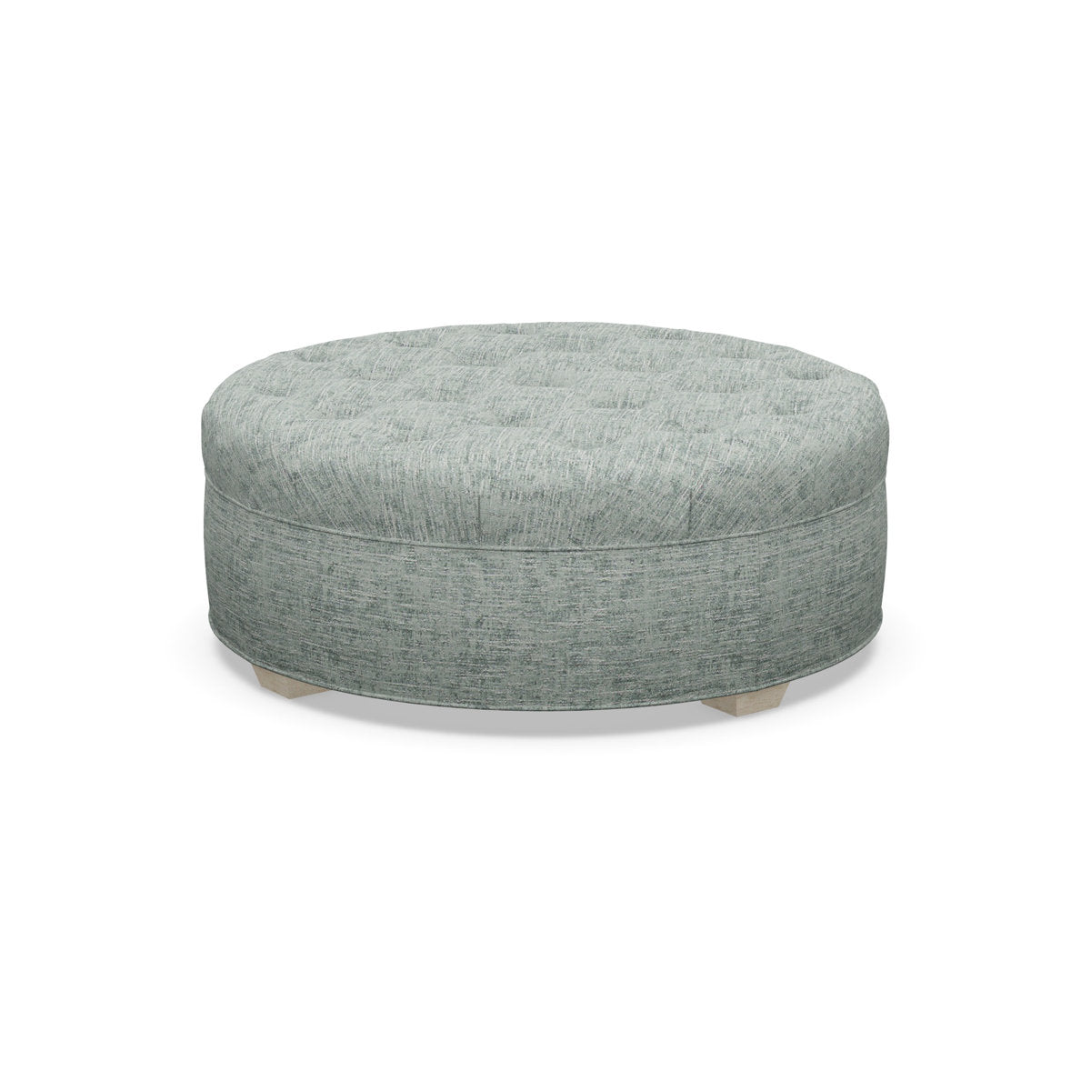 Paul Robert 54 Wide Tufted Round Cocktail Ottoman With Tapered Foot