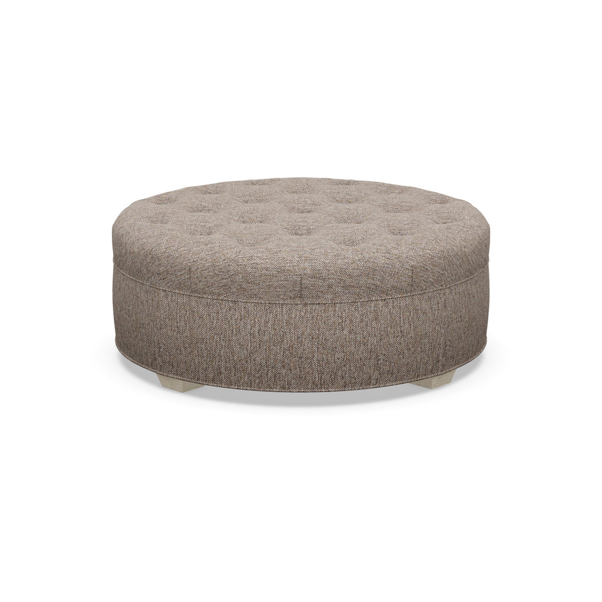 Paul Robert 54 Wide Tufted Round Cocktail Ottoman With Tapered Foot